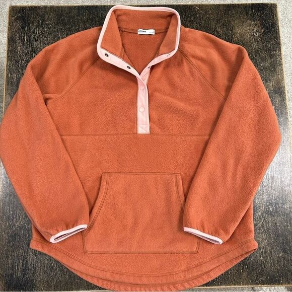 Sonoma Women's Fleece Pullover 1/4 Snap Buttons Burnt Orange Color Size L NWOT - Picture 2 of 9